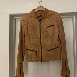 Andrew Marc Buttery Soft Short Leather Jacket